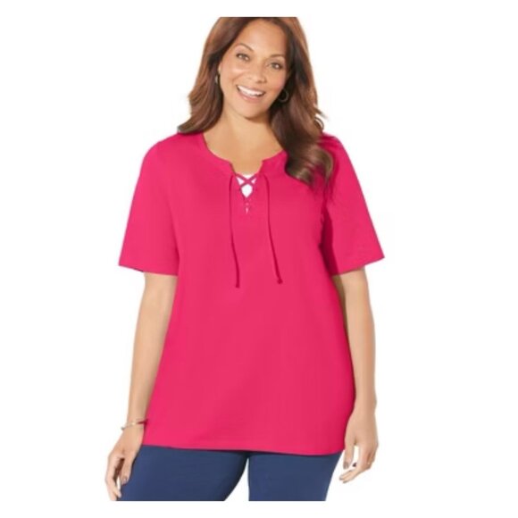 Catherines T Shirt Womens Sz 2X 22/24W Suprema Collection Short Sleeve Hot Pink - Picture 2 of 15